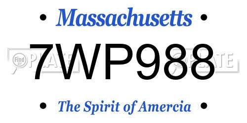 7WP988 Massachusetts License Plate