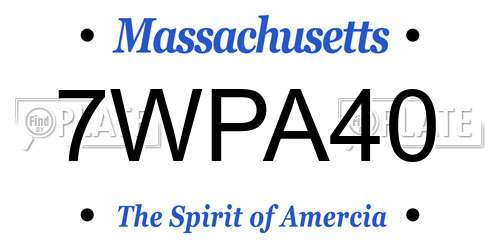 7WPA40 Massachusetts License Plate
