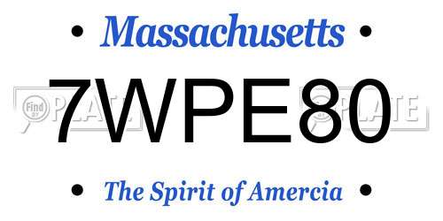 7WPE80 Massachusetts License Plate