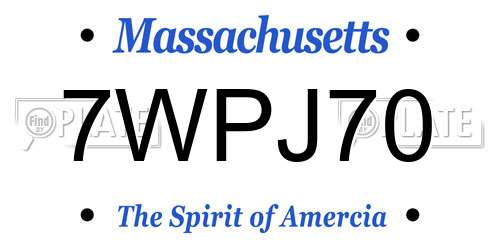7WPJ70 Massachusetts License Plate
