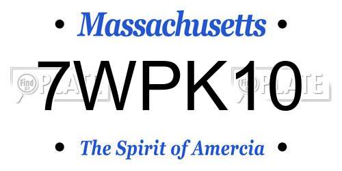 7WPK10 Massachusetts License Plate
