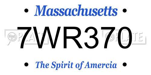 7WR370 Massachusetts License Plate