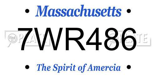 7WR486 Massachusetts License Plate