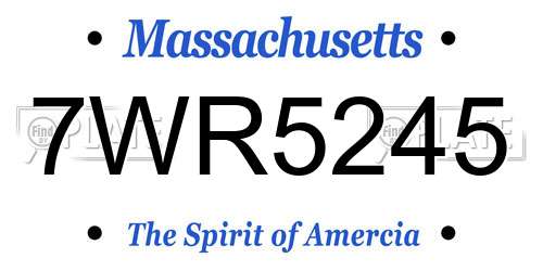 7WR5245 Massachusetts License Plate