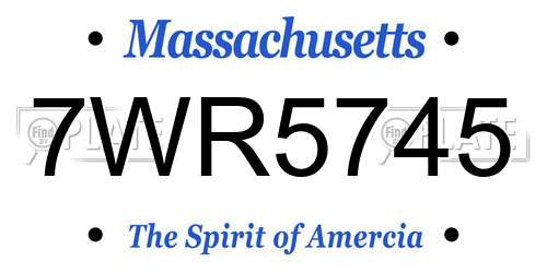 7WR5745 Massachusetts License Plate