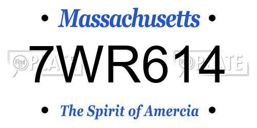 7WR614 Massachusetts License Plate