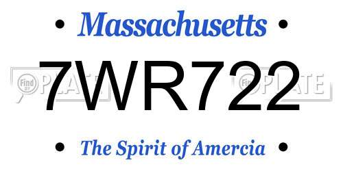 7WR722 Massachusetts License Plate