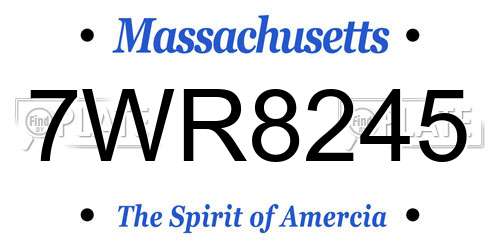 7WR8245 Massachusetts License Plate
