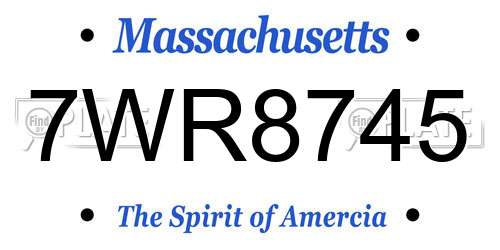 7WR8745 Massachusetts License Plate