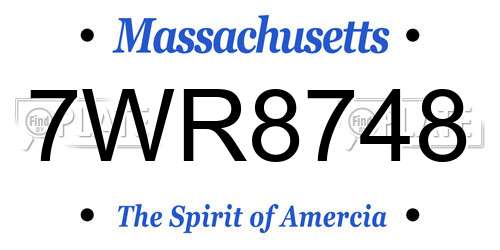 7WR8748 Massachusetts License Plate