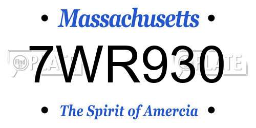 7WR930 Massachusetts License Plate