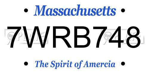 7WRB748 Massachusetts License Plate