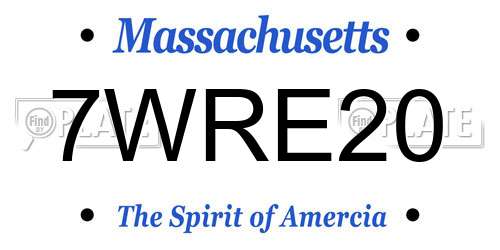 7WRE20 Massachusetts License Plate
