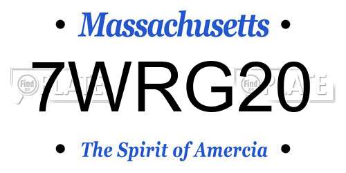 7WRG20 Massachusetts License Plate