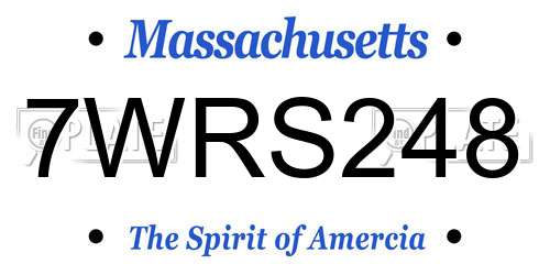 7WRS248 Massachusetts License Plate