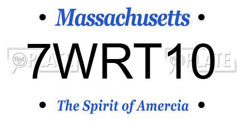 7WRT10 Massachusetts License Plate