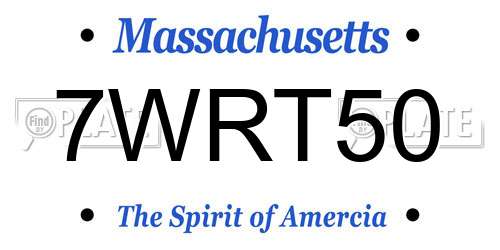 7WRT50 Massachusetts License Plate