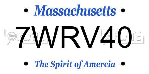 7WRV40 Massachusetts License Plate