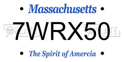 7WRX50 Massachusetts License Plate
