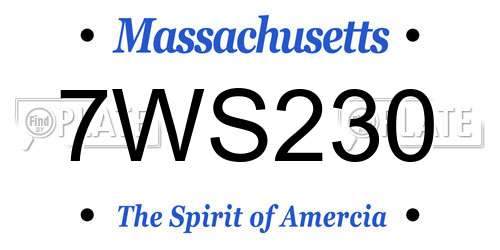 7WS230 Massachusetts License Plate