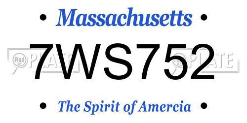 7WS752 Massachusetts License Plate