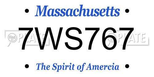 7WS767 Massachusetts License Plate