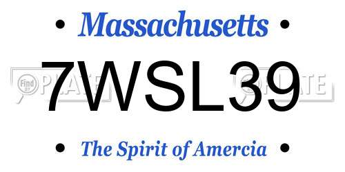 7WSL39 Massachusetts License Plate