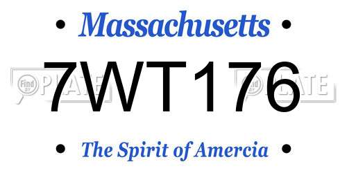 7WT176 Massachusetts License Plate