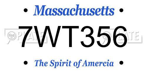 7WT356 Massachusetts License Plate