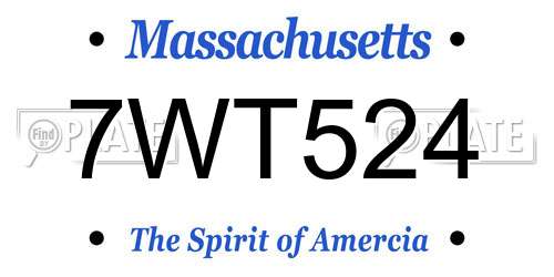 7WT524 Massachusetts License Plate