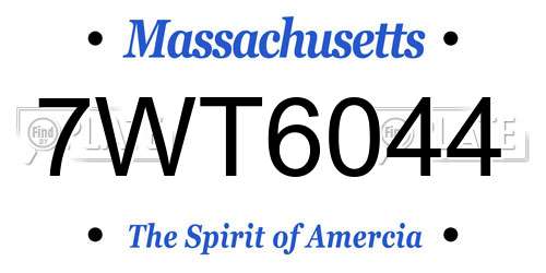 7WT6044 Massachusetts License Plate