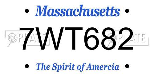 7WT682 Massachusetts License Plate