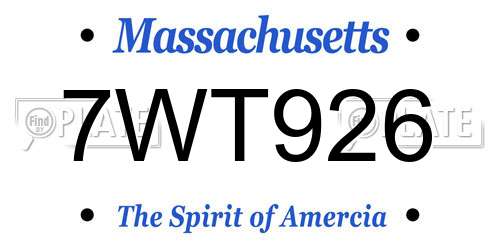 7WT926 Massachusetts License Plate