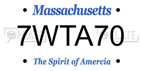 7WTA70 Massachusetts License Plate