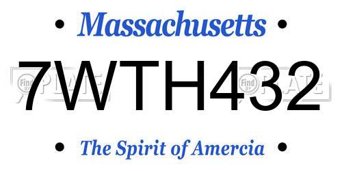 7WTH432 Massachusetts License Plate