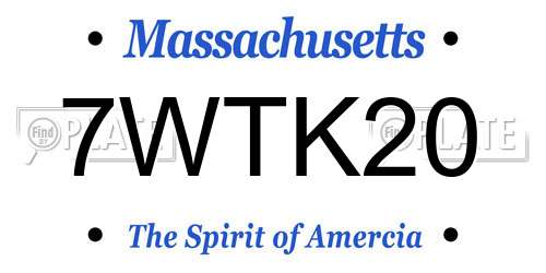 7WTK20 Massachusetts License Plate