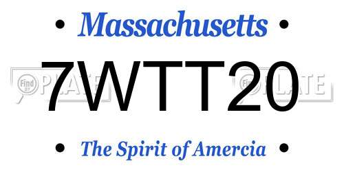 7WTT20 Massachusetts License Plate