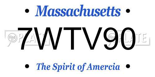 7WTV90 Massachusetts License Plate