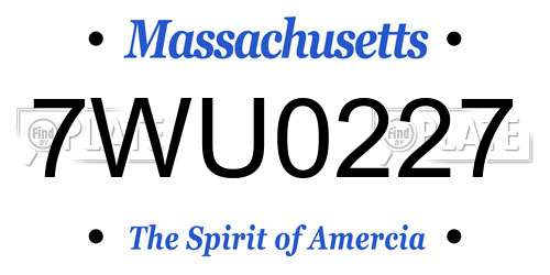 7WU0227 Massachusetts License Plate