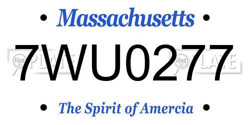 7WU0277 Massachusetts License Plate