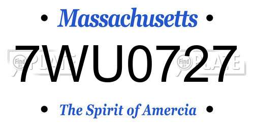 7WU0727 Massachusetts License Plate
