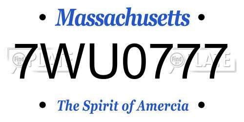 7WU0777 Massachusetts License Plate