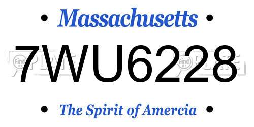 7WU6228 Massachusetts License Plate