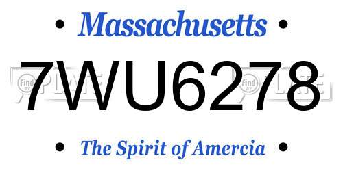 7WU6278 Massachusetts License Plate