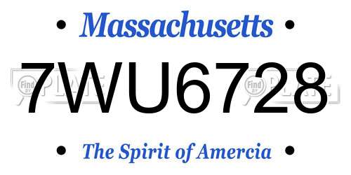 7WU6728 Massachusetts License Plate