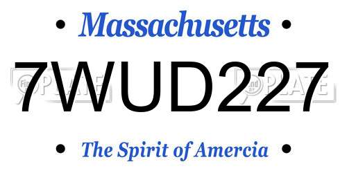 7WUD227 Massachusetts License Plate