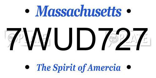 7WUD727 Massachusetts License Plate