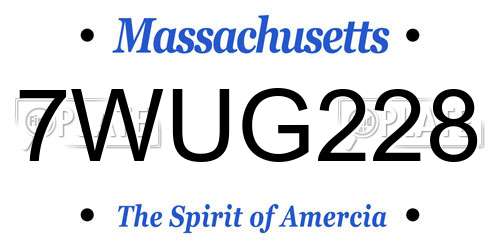 7WUG228 Massachusetts License Plate
