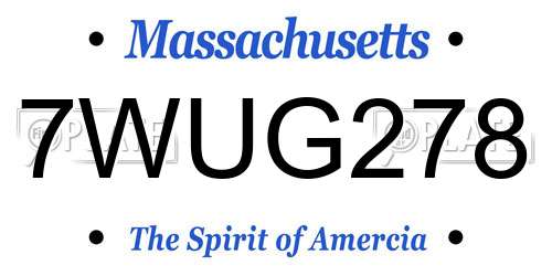 7WUG278 Massachusetts License Plate