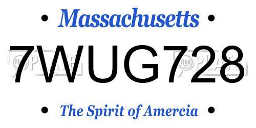 7WUG728 Massachusetts License Plate